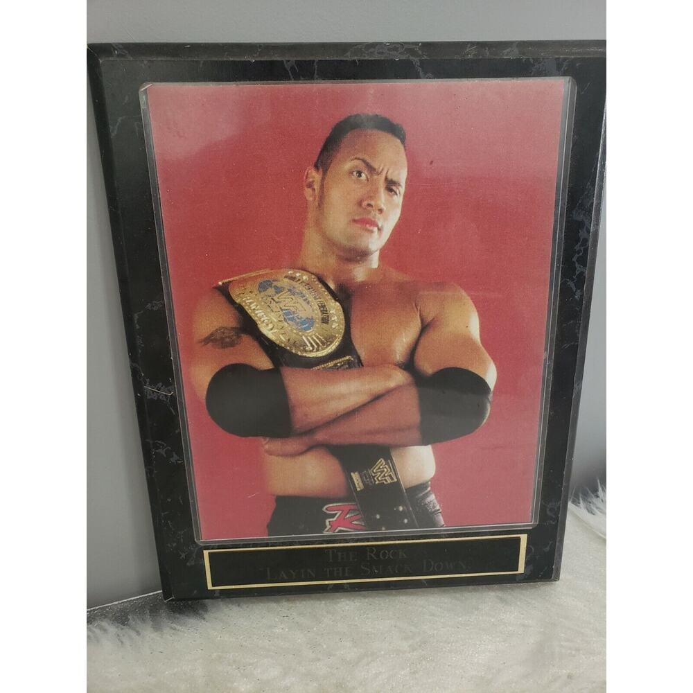 Vintage WWF THE ROCK PLAQUE Sign Wall Picture WRESTLING WWE‎ DWAYNE JOHNSON
